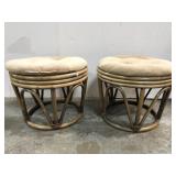 Rattan foot stool pair