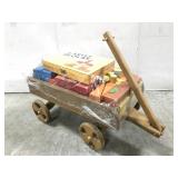 Vintage wooden wagon w/ building blocks