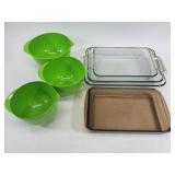 Set of nesting bowls and pyrex/anchor pans