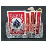 Glass dish with playing cards