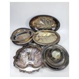 Large lot of silver trays