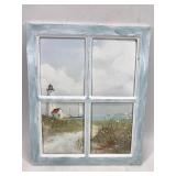 Framed window sea scape art
