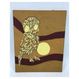Vintage owl painting on canvas