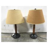 Pair of wood table lamps