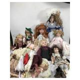 Porcelain doll and accessories lot