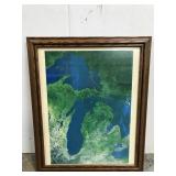 Framed satellite photo of Michigan