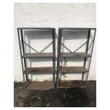 Pair of metal shelves