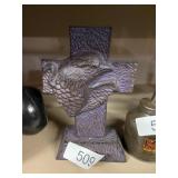 Purple Metal Eagle Cross Figurine Paper Weight?