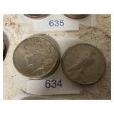 Set Of Five Peace Silver Dollars Liberty