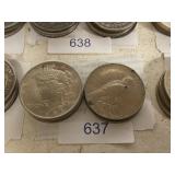 Set Of Five Peace Silver Dollars Liberty