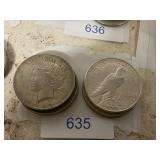 Set Of Five Peace Silver Dollars Liberty