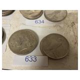 Set Of Five Peace Silver Dollars Liberty