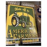 American Farmers Green And Yellow Tin Sign