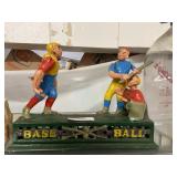 Cast Iron Coin Bank Baseball Vintage