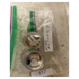 Set Of 2 1/2 Oz .999 Pure Silver $2 Coins
