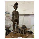 Ducks Unlimited Hunter With Dog Wooden Figurine