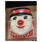 Antique Plastic Clown Snowman 3-D Christmas