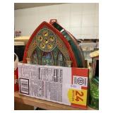 Tin Music Box Church Decorated Vintage Wind Up