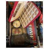 Vintage Alarm Clock Welcome Sign Jewelry Chest