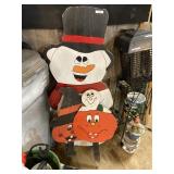Wooden Snowman And Halloween Outdoor Decor