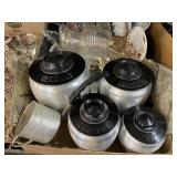 Silver Colored Canister Set Flower Sugar Coffee