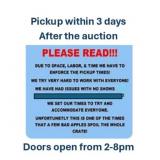 Pickup - Please follow the dates/timing as posted