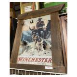 Winchester Tin Sign With Wooden Barn Board Frame