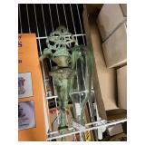 Glass Bubble Top Bottle And Metal Candlestick