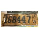 Antique Wisconsin License Plate 1918
