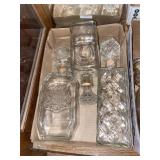 Clear Glass Ornate Liquor Decanters