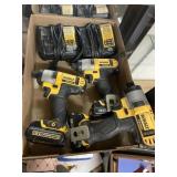 3 Dewalt Drills With Two Battery Chargers Three