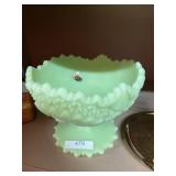 Vintage Fenton Lime Green Satin Sherbert Hobstar