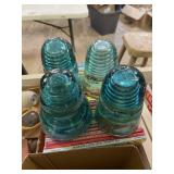 Green Glass Insulators Vintage
