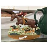Cast Iron Horse Rider Jockey Dogs Doorstop