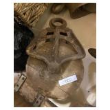 Metal Pulley With Wooden Wheel Vintage