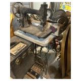Cast-Iron Sewing Machine Base With Sewing Machine