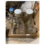 Glass Canning Organizer Jars In Wooden Crate