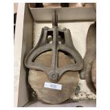 Metal Pulley With Wooden Wheel Vintage