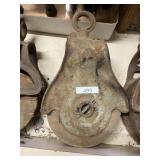 Metal Pulley With Wooden Wheel Vintage
