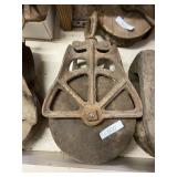 Metal Pulley With Wooden Wheel Vintage