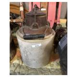 Stone Two-Tone Jug Crock With Original Lid