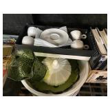 Glass Serving Dishes And Miniature Tea Set