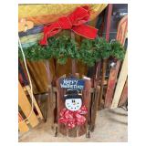 Happy Winter Time Christmas Sleigh With Metal