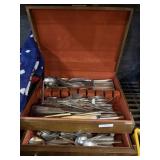 W F Rogers Silverware Set With Wooden Box And
