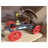 Cast Iron Bird Bell Trailer Toy
