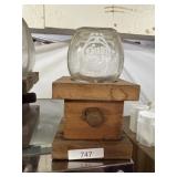 Gumball One Cent Glass Jar With Wooden Base