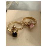 14K Gp Gold Ring Pink Gem And Marked Gold Colored