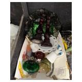 Colored Glass Bells Candle Holders Platters