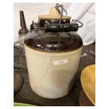 Cracked Stoneware Two Tone Jug With Handle