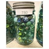 Marbles in Glass Canning Jar